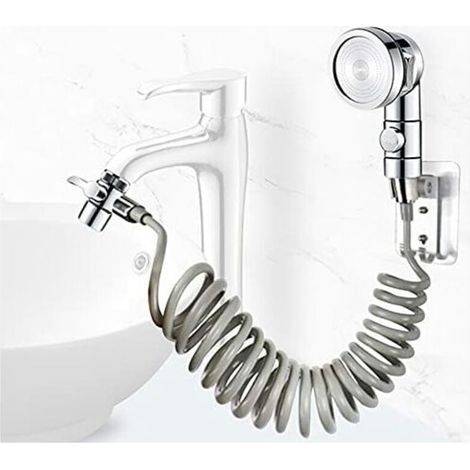 Shower head set for sink, telescopic hose, (not including faucet) (silver) (1/5)