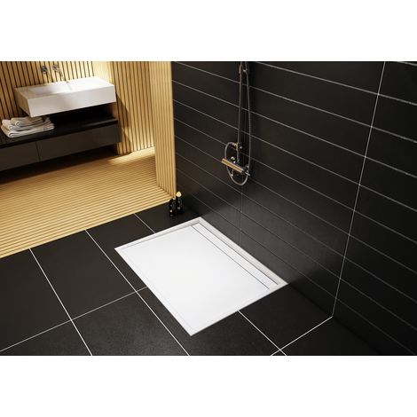 Receveur de douche en acrylique blanc  - rectangulaire - AQUILA - 100 x 90 (1/5)