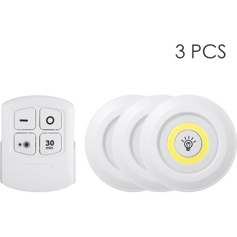 veilleuse-LED Puck Light COB 1W 4.5V - Éclairage sous meuble sans fil avec télécommande et contrôle tactile (lot de 3) (1/5)