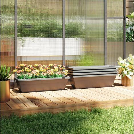 Jardinière empilable 59x21x16 cm en plastique gris, gain de place intérieur/extérieur FloraGrace (1/5)