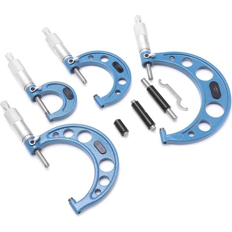 Jeu de micromètres d'extérieur avec étalons de calibration, clé, outil de précision pour machiniste 0-4 po (1/5)