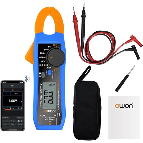 Pince ampèremétrique Bluetooth OWON CM2100B, sélection automatique de la gamme, 20 000 points, testeur de résistance/capacité AC/DC, protection contre les surcharges par diode NVC et VFC, mesure RMS v (1/5)