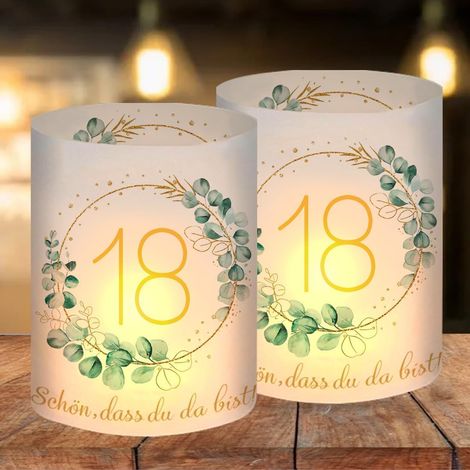Lot de 12 Photophores 18 Ans, PVC Translucide, Bougie Chauffe-Plat, Décoration Table Anniversaire