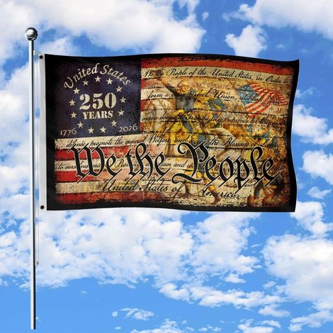 New We The People Double-Sided Banner, 250th Anniversary of Liberty Commemorative Flag, 120x180cm - 250th Anniversary Flag