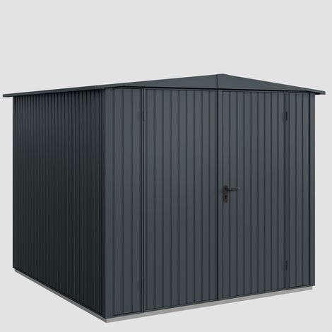 Hörmann Ecostar Metall-Gerätehaus Trend mit Satteldach Typ 2, 259 x 248 cm, anthrazitgrau, 5,7 m², 2-flüglige Tür