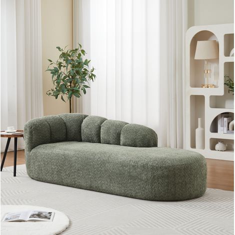 Chenille-Sofaliege 204 x 87 x 66 cm grün HAVRYA (1/5)