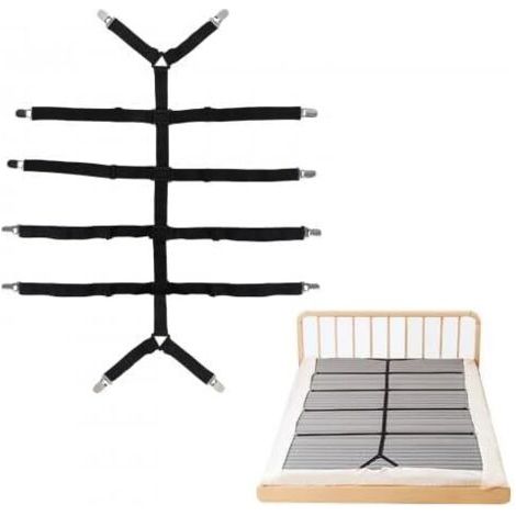 Tendeur Drap Housse Lit Drap Réglable, Tendeurs élastiques Réglables pour Drap de lit avec Pinces Métalliques, Tendeurs de Maintien, Fixation Drap Housse pour à Tous Lits et Matelas (Noir) (1/5)