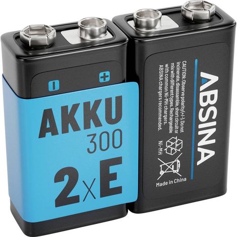 Absina Pile rechargeable 6LR61 (9V) NiMH 270 8.4 V 2 pc(s) (1/4)