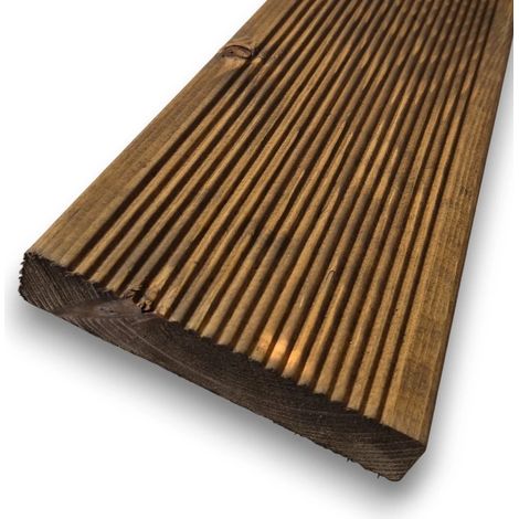 Pavimento Antiscivolo in Pino Massello Nordico, da 300 cm - Castagno (1/3)