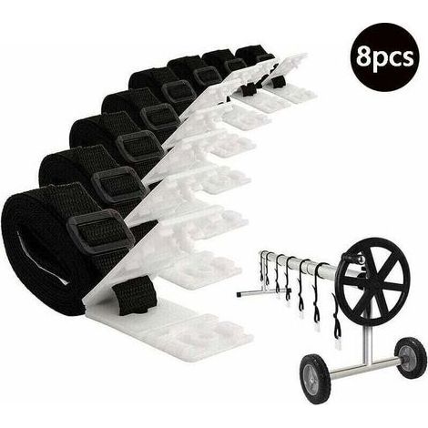 Retrattile Telo Piscina con 8 Cinghie di fissaggio e Clip per il Fissaggio a Bobina Solare - Compatibile Standard Tubo (1/5)