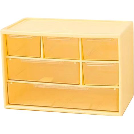 Boîte de Rangement Bureau 3 Tiroirs Jaune Plastique Organisateur Bijoux Lentilles Compact 11x17.5x9.5cm (1/5)
