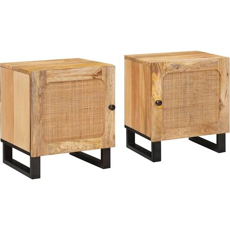 vidaXL  Bedside Cabinet  2 pcs Natural 40 x 33 x 46 cm
