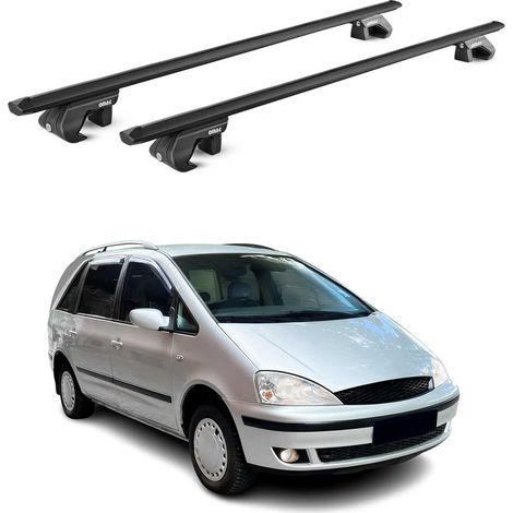 OMAC Barres de toit aluminium certifiées TÜV pour Ford Galaxy I 1995-2006 – Pour rails de toit standards – Rainure en T – Charge max 90 kg – 2 antivols Noir (1/4)