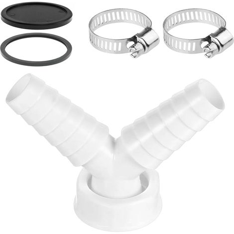 Raccord Double Évacuation pour Lave-linge et Lave-vaisselle Adaptateur Y 1 Pouce, Tuyau Raccord Double Evacuation, Tuyau de Vidange avec Entrée 19-24 mm, Sortie DN 25, Avec 2 Collier de Serrage (1/5)