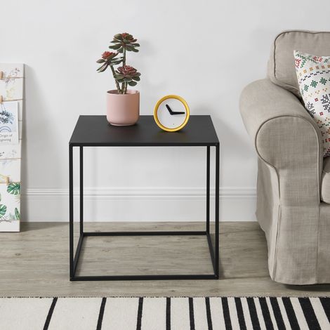 Mesa Consola Russafa metal robusta 50 x 55 x 55 cm - Negro mate [en.casa] (1/5)