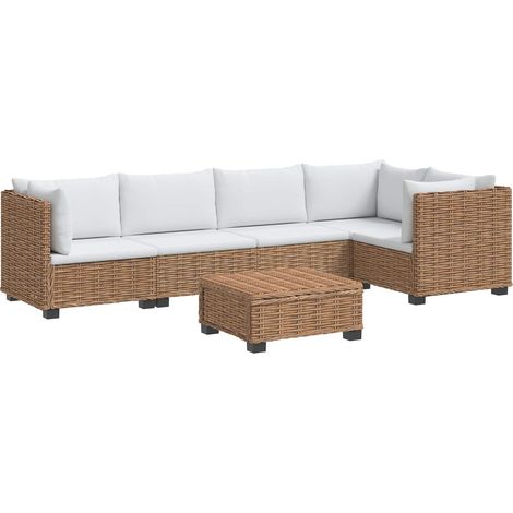 6 Stk. Rattan Lounge Set mit Kissen GENDT Naturrattan Natur vidaXL (1/5)