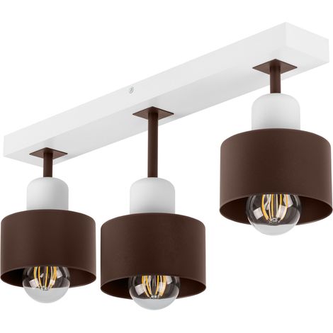 Lámpara de techo blanca de madera y metal de estilo escandinavo, 3xE27, iluminación LED moderna para salón, cocina, dormitorio, habitación infantil, loft. (1/5)