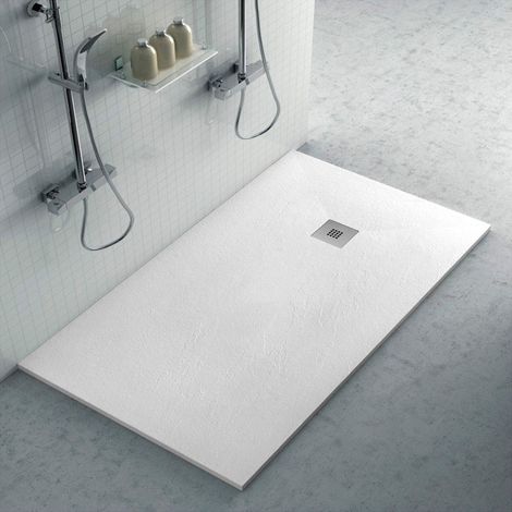 Piatto doccia in resina 70x160 Karen bianco pietra completo di kit scarico (1/5)