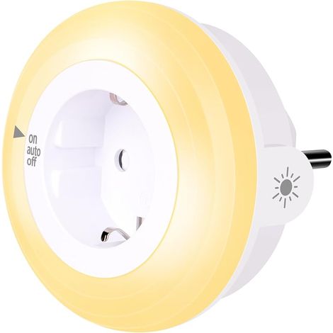 Veilleuse Prise avec Capteur de Crépuscule LED Lampe de nuit Les enfants protègent Auto/ON/OFF avec Capteur crépusculaire Blanc chaud 3000K 1 paquet (1/5)