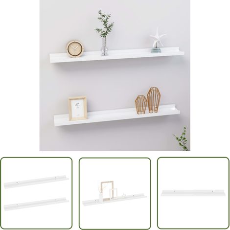 Furniture Limited - Étagères murales 2 pcs Blanc brillant 80x9x3 (1/5)