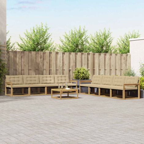vidaXL Outdoor-Sofagarnitur 9 pcs Weiß und Beige 79 x 79 x 37 cm (1/5)