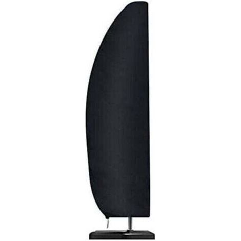 Housse de parasol, imperméable, coupe-vent, robuste, Ripstop 210D Oxford, housse en porte-à-faux surdimensionnée avec fermeture éclair (205 x 25/48/57 cm) – Noir (1/5)