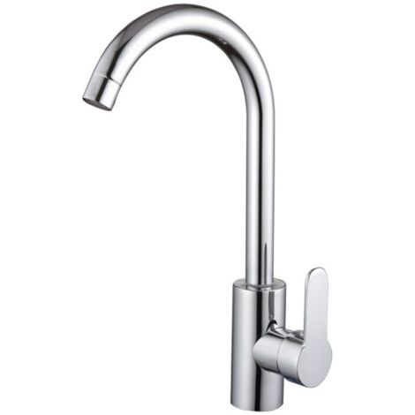 QORVA-Mitigeur Cuisine avec Tuyau Flexible G3/8 x M10,Robinet Cuisine en Acier Inox avec Bec Pivotant à 360° Monocommande,Robinet Evier de Cuisine d'Arc à Sortie d'Eau Haute