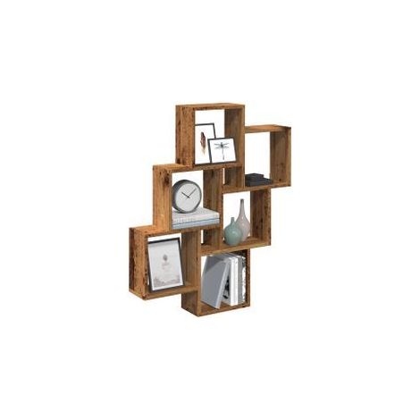 Étagère murale sous forme de cube vieux bois 78x15x93 (1/5)