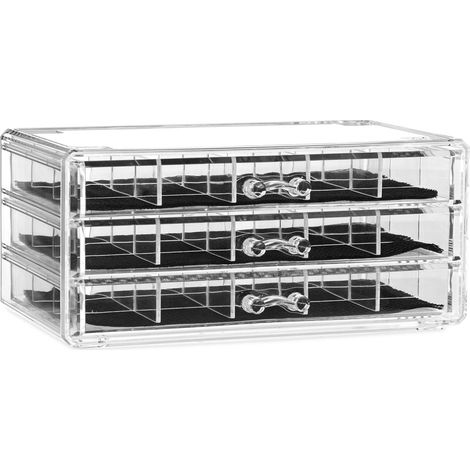 Organizer per trucco multifunzione 10,5 x 23,5 x 15,5 cm porta gioielli e cosmetici in acrilico trasparente 130004369