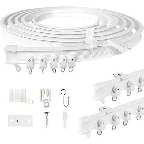 3 m flexible Deckengardinenschiene, gebogene Gardinenschiene mit geräuschlosen Rollen, ideal für Fenster, Sichtschutz und Inneneinrichtung (1/5)