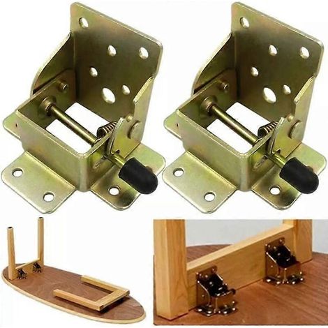 (1 paire) Rallonges de pieds de table pliables à verrouillage automatique à 90 degrés, pliables, télescopiques, supports d'étagère cachés pour bureau, lit, à charnière (1/5)