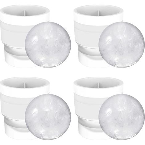 Set di 4 stampi per ghiaccio rotondi in silicone, diametro 6 cm, riutilizzabili, senza BPA, adatti per birra, cocktail, whisky, vino e altre bevande. (1/2)