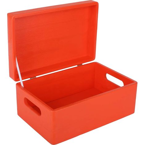 Wooden Storage Box with Handles – Red 30 x 20 x 14 cm