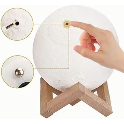 8 cm große, zweifarbige Mondlampe mit Touch-Funktion und USB-Ladefunktion (1/4)