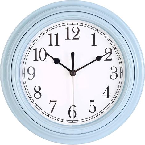 Horloge Murale silencieuse de Cuisine 22,9 cm rétro sans tic-tac décoratif Chambre Bureau Horloge Murale - Bleu (1/5)