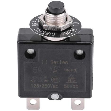 Disjoncteur différentiel 18 A – Tension 125-250 V CA, 50 V CC – Protection contre les surcharges – Réarmement manuel (1/5)