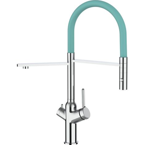 3 Wege Wasserhahn Kueche Spueltischarmatur Verchromt Kuechenarmatur mit Tuerkis 360 schwenkbarem Auslauf und abnehmbare 2 strahl Handbrause - BOD Design
