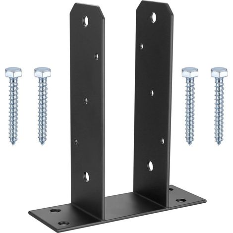 Support de poteau en U, supports de poteau de clôture, pergola en bois, support de poteau carré robuste en forme de U à visser, plaque de base, poteaux de clôture, ancrages, 7,1 cm