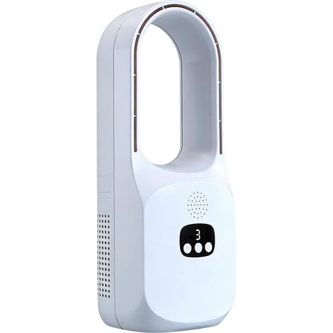 Ventilador sin aspas con 3 velocidades, oscilación de 120°, pantalla LED, calefacción y refrigeración, silencioso, portátil, ideal para la oficina o el dormitorio. (1/5)