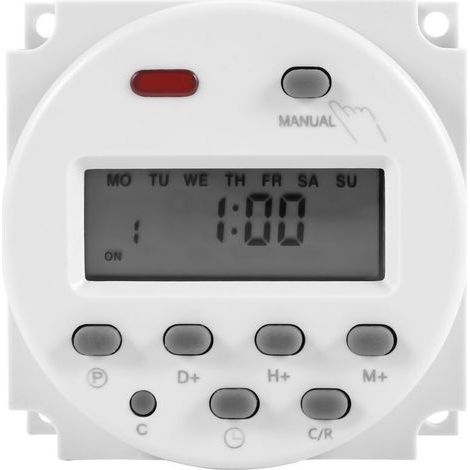 FENOPLASTICANew LCD Digital Control Power Programmable Timer DC 12V 16A Time Relay Switch (1/4)