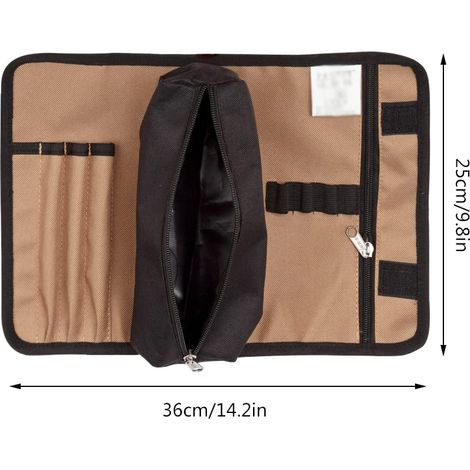 Sac à outils enroulable en tissu Oxford 600D - Portable - Organiseur en toile pour électricien, plombier, charpentier, mécanicien (1/5)