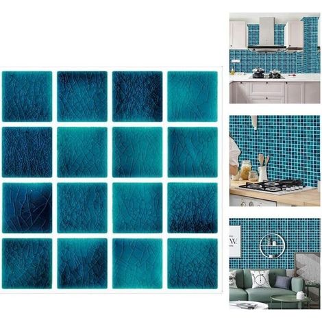 Autocollant en Tuile pour Salle de Bain et Cuisine, 30 Pièces Stickers Carrelage Autocollant Mural Imperméable, Stickerscarrelage Adhésifs pour Les Carreaux de Murs Décor de Taille 10x10cm(Ms (1/4)