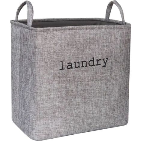 Panier à linge pliable en tissu - 35 litres, avec poignée - convient pour les chambres, les salles de bain ou les buanderies - gris (1/3)