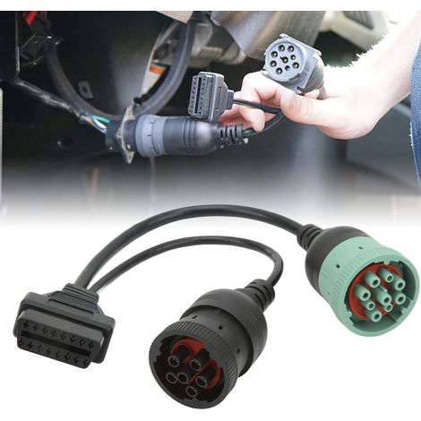 Câble convertisseur OBD 1 vers 2 (6p + 9p vers 16p) câble de diagnostic adapté aux camions et fourgonnettes. (1/5)