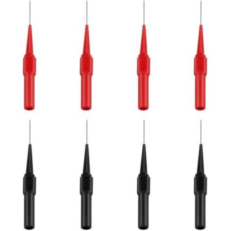 8PCS Sonde De Test, Cordons De Test Multimètre En Acier Inoxydable Sondes De Teste Câble Testeur Multifonction Pour Multimètres Laboratoires Électriciens(Rouge Et Noir) (1/5)
