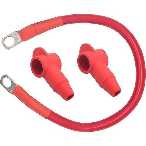 Câbles d'alimentation pour onduleur de batterie de calibre 4 AWG, 30 cm, pour systèmes solaires, voitures, camping-cars et bateaux, avec gaine anti-poussière rouge. (1/5)