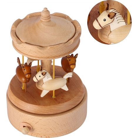boîte à musique carrousel de style européen en bois (1/5)