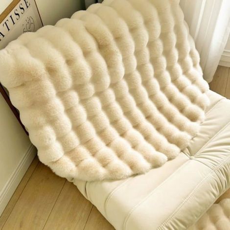 Tapis Rond Fausse Fourrure Chambre Enfant Doux Moelleux Salon Longs Poils Antidérapant 45cm Diamètre (1/4)