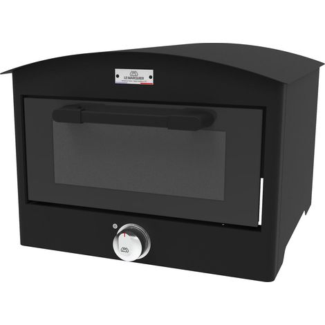 Le Marquier – Four à pizza électrique 350°C avec pierre réfractaire amovible – Châssis en acier noir – Éclairage intérieur – Norme IPX4
