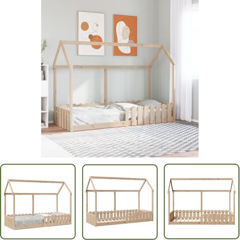 vidaXL Kinderbett Hausbett 80x200 cm Massivholz Kiefer (1/5)